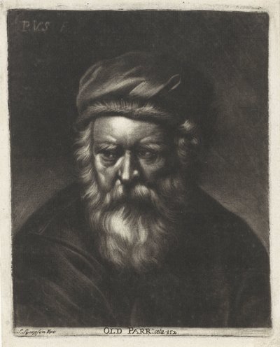 Porträtt av Thomas Parr Old Parr: aeta 152 (titel på objekt) av Paul van Somer (II)