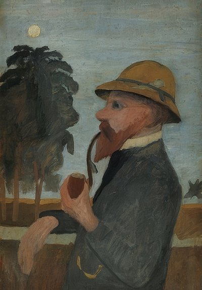 Otto Modersohn med pipa. Omkring 1907 av Paula Modersohn Becker