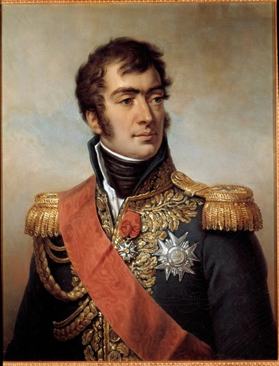 Porträtt av Auguste Frederic Louis (Auguste-Frederic-Louis) av Viesse de Marmont, hertig av Raguse Marechal av imperiet 1809 (1774-1852) - representerad i uniform med plakett av Hederslegionen under restaureringen. Målning av Paulin Jean-Baptiste av Paulin Jean Baptiste Guerin
