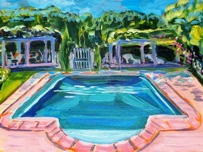 Sunny Garden Pool av Pauline Wegman | Key and Sea Creative