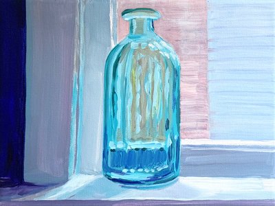 Turkos flaska i ljuset av Pauline Wegman | Key and Sea Creative
