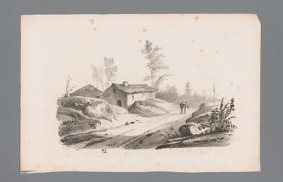 Kuperat landskap med landsväg och hus Principer för landskap (serietitel) Principles de paysages (serietitel) av Paulus Lauters