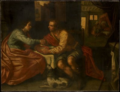 Esau säljer sin förstfödslorätt (1 Mosebok 27:1-29) av Paulus Moreelse (copy after)