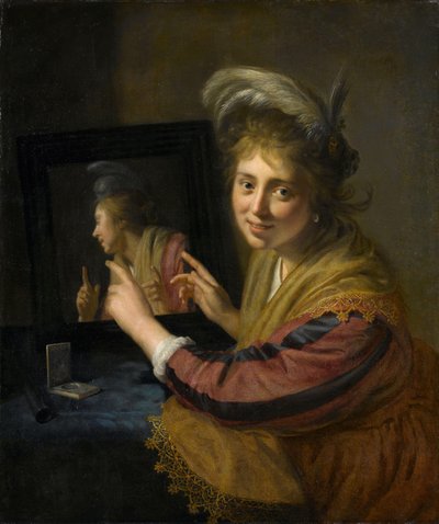 Flicka vid spegeln av Paulus Moreelse
