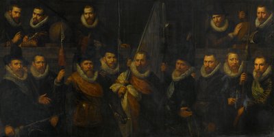 Officerare och andra medborgargardister från det tredje distriktet i Amsterdam, under befäl av kapten Jacob Gerritsz Hoyngh och löjtnant Nanningh Florisz Cloeck av Paulus Moreelse
