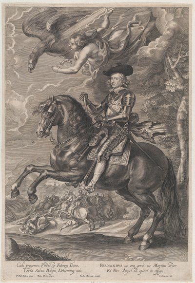 Porträtt av kardinal-Infante Ferdinand av Österrike, till häst, ca. 1640-53., ca. 1640-53. av Paulus Pontius