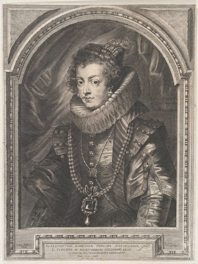 Porträtt av Elisabeth av Bourbon, drottning av Spanien, 1632, 1632. av Paulus Pontius