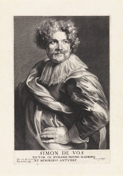 Porträtt av målaren Simon de Vos av Paulus Pontius