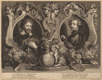 Rubens och van Dyck, ett dubbelporträtt av Paulus Pontius, after Sir Anthony van Dyck and Erasmus Quellinus II
