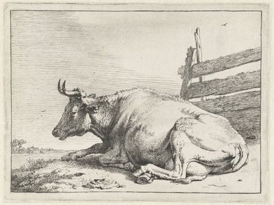 Liggande ko vid ett staket The Bullen Booklet (serietitel) av Paulus Potter