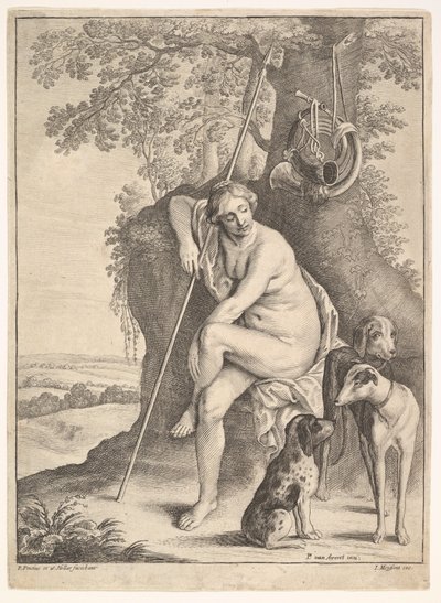 Sittande figur av jägaren Diana, 1625-77. av Paulus Potter