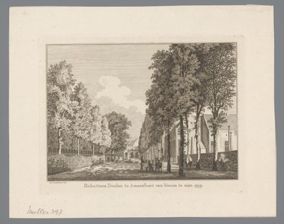 Utsikt över Doelen i Amersfoort Schutters Doelen i Amersfoort från insidan. 1759 (titel på objekt) av Paulus van Liender