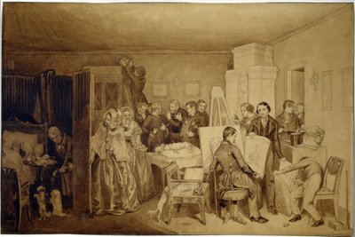Konsekvenserna av Fidelkas död - Verk av Pavel Andreyevich Fedotov (1815-1852), indiskt bläck och sepia på papper av Pavel Andreevich Fedotov