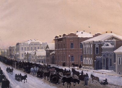 Tomsk, Magistratskaya Street under fastelavnen 1897, 1897. av Pavel Mikhaylovich Kosharov