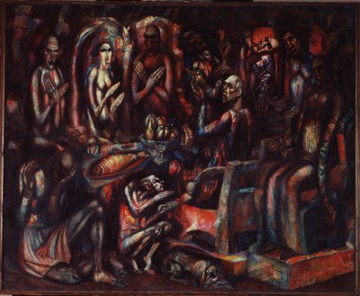 "La Fete des Rois" (Kungarnas fest) Målning av Pavel Nikolayevich Filonov (1883-1941) 1913 Ryska statens museum, Sankt Petersburg av Pawel Nikolajewitsch Filonow