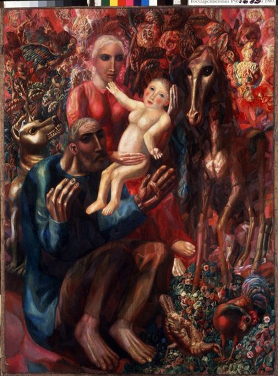 ""Den heliga familjen"" Målning av Pavel Nikolayevich Filonov (1883-1941) 1914 State Russian Museum, Sankt Petersburg, Ryssland av Pawel Nikolajewitsch Filonow