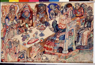 ""Kungarnas högtid"" Akvarell och penna av Pavel Nikolayevich Filonov (1883-1941) cirka 1912 Statens ryska museum i Sankt Petersburg av Pawel Nikolajewitsch Filonow