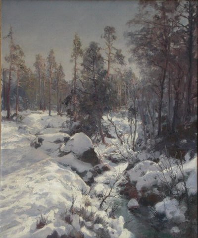 Spring Thaw (olja på duk) av Peder Knudsen