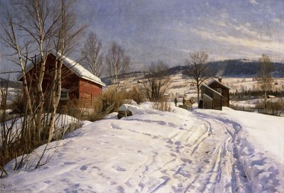 Ett vinterlandskap, Lillehammer av Peder Monsted