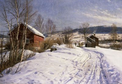 Ett vinterlandskap, Lillehammer av Peder Monsted