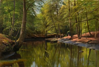 P.Mönsted, sommardag vid skogsbäcken av Peder Monsted