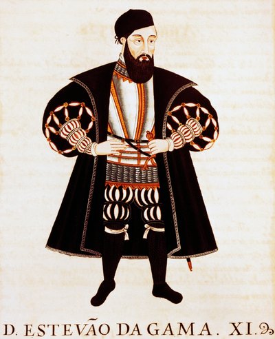 Estevao Da Gama (ca 1505-1576), miniatyr från Brive Treatise eller Epilogue of the Vizos-Reys of India av Pedro Barretto de Resende