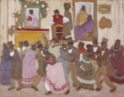 Dansande människor: Candombe, ca 1920 (olja på pannå) av Pedro Figari