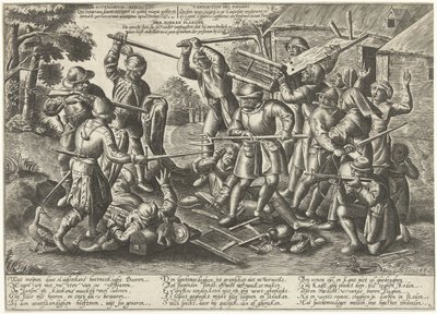 Strid mellan bönder och soldater Derboer Plaeghe (titel på objekt) av Peeter Baltens