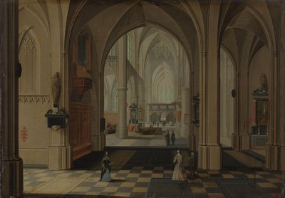 Interiör av en imaginär gotisk kyrka, tittar österut av Peeter Neeffs (I)