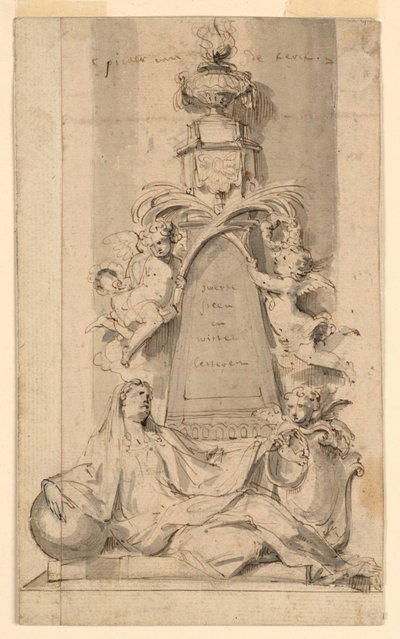 Design för monument för van der Cammen-Henriques i kyrkan St. Gumarus, Lier av Peeter Verbrugghen II