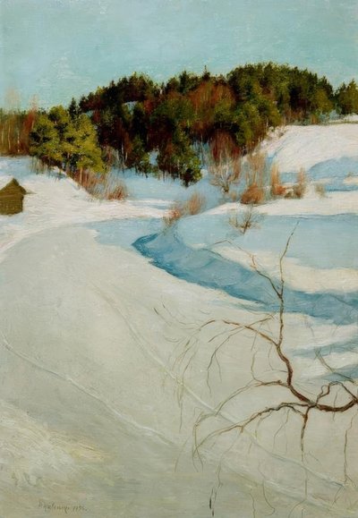 Vinterlandskap nära Myllykyla av Pekka Halonen