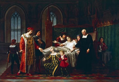 Karl VIII möte med döende Gian Galeazzo Sforza i Pavia av Pelagio Palagi