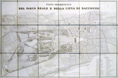 Plan av Park Royal och staden Racconigi av Pelagio Palagi