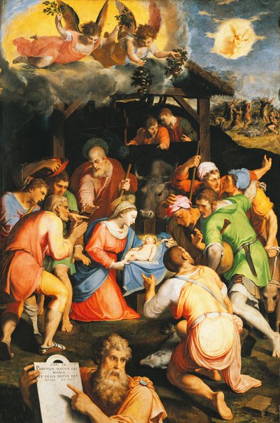 Adoration of the Shepherds, na Pellegrino Tibaldi (1541-1583)swed av Pellegrino Tibaldi