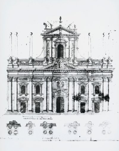 Design för fasaden av Milanos katedral av Pellegrino Tibaldi
