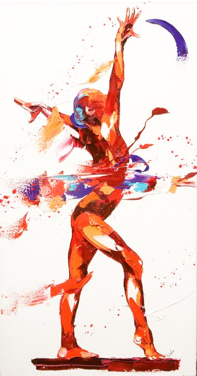 Gymnast Four, 2010 (olja på duk) av Penny Warden