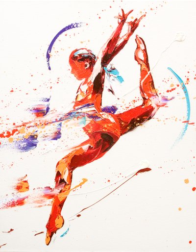 Gymnast Two, 2010 (olja på duk) av Penny Warden