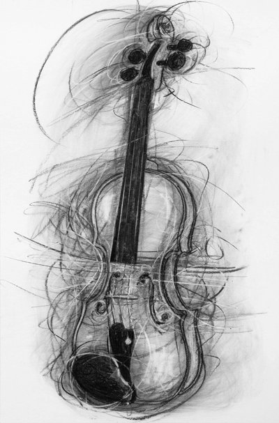 Violin, 2005 (kol på papper) av Penny Warden