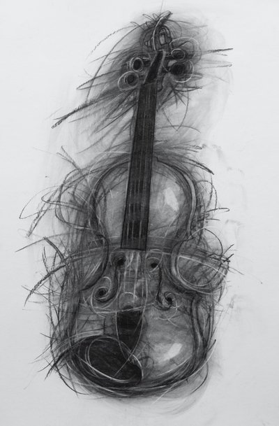 Violin, 2005 (kol på papper) av Penny Warden