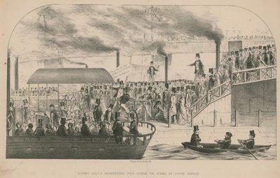 Hungerford Pier under gudstjänstens timmar av Percy Cruikshank
