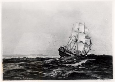 The Endeavour at Sea, 1900, graverad av Lowy av Percy F.S. Spence