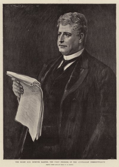 Edmund Barton, den första premiärministern i det australiska samväldet. av Percy F.S. Spence