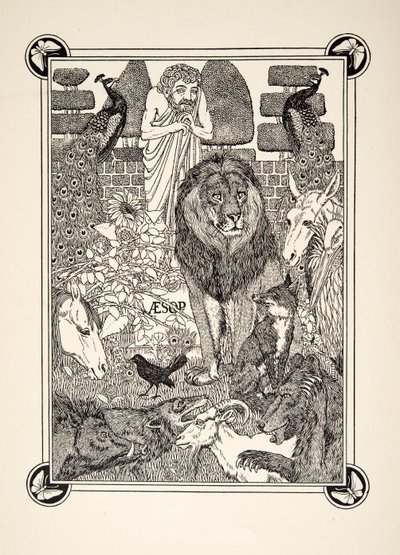 Frontispice, från A Hundred Fables of Aesop, pub.1903 av Percy J. Billingshurst