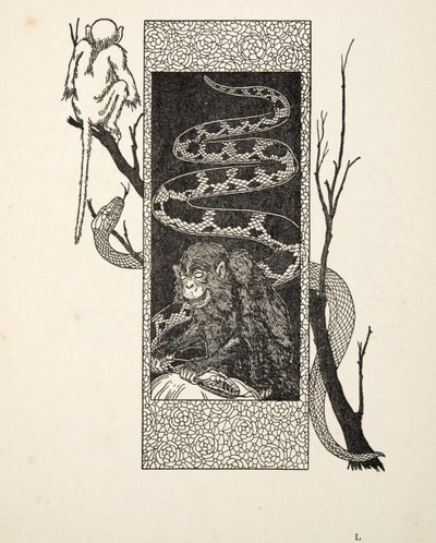 Monkey kontra orm, från Hundra anekdoter av djur, pub. 1924 av Percy J. Billingshurst