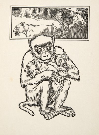 Att be om hjälp, från Hundra anekdoter av djur, pub. 1924 (gravyr) av Percy J. Billingshurst