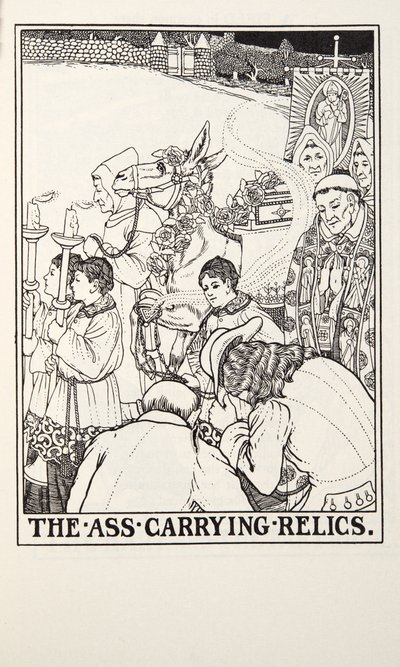 The Ass Carrying Relics, från Fontaine Fables, pub. 1905 (gravyr) av Percy J. Billingshurst
