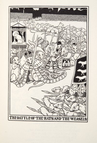 The Battle of the Rats and the Weasels, från Fontaine Fables, pub. 1905 av Percy J. Billingshurst