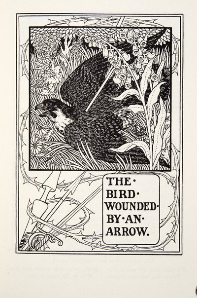 Fågeln sårad av en pil, från Fontaine Fables, pub. 1905 av Percy J. Billingshurst