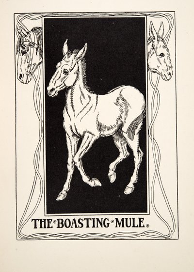 The Boasting Mule, från A Hundred Fables of Aesop, pub.1903 av Percy J. Billingshurst