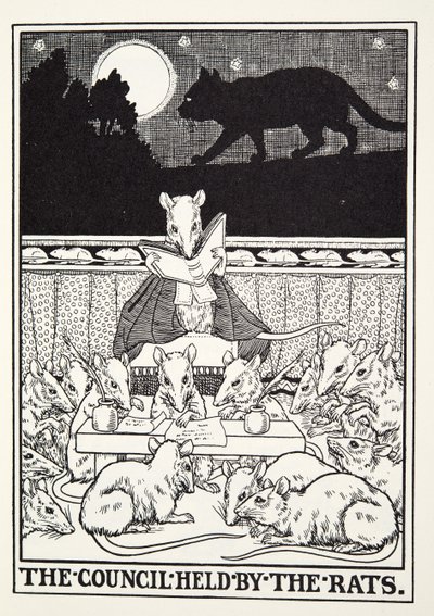 Rådet som hålls av Rats, från Fontaine Fables, pub. 1905 av Percy J. Billingshurst